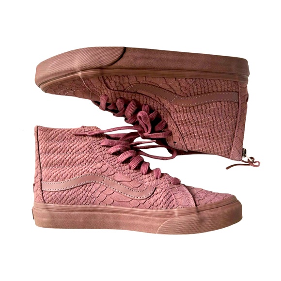 VANS Sk8-Hi Slim Back Zip Mono Python Twilight Mauve Suede W8.0/ M6.5 - Picture 1 of 12